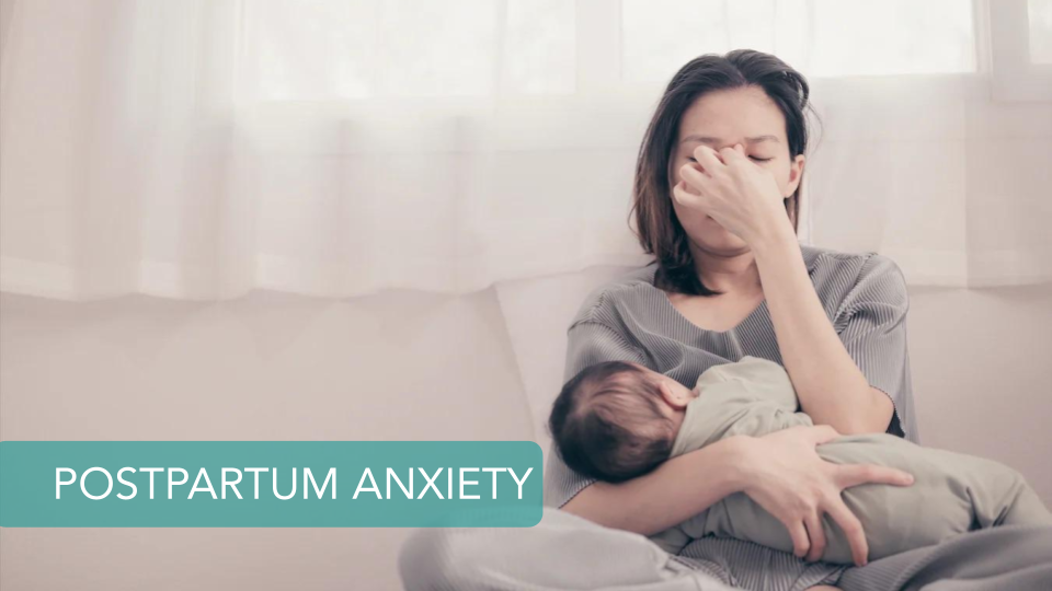 Anxiety, mom and baby on couch