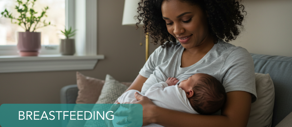 Mom breastfeeding baby at home; postpartum recovery and breastfeeding; breastfeeding and calorie burning