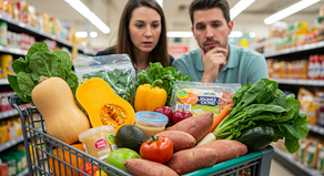 Shopping cart, healthy foods