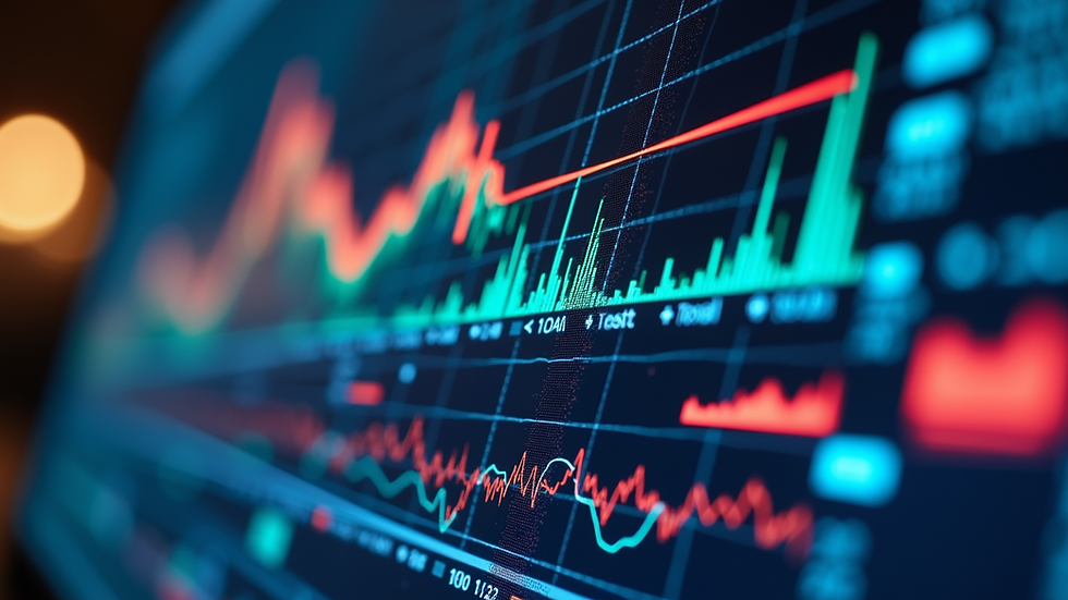 Eye-level view of a colorful data visualization on a digital screen