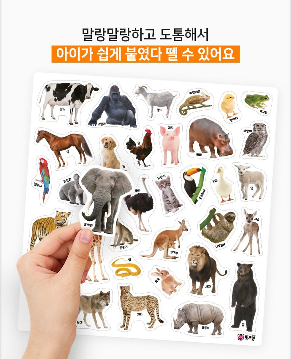 Thumbnail: 베베핀 가방 스티커-생생 동물