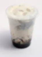 127. Grass Jelly and Basil Seed in a Light Syrup and Half & Half Milk/Sương Sáo Hạt É