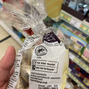 En-oeuf of the plastic covered Easter eggs