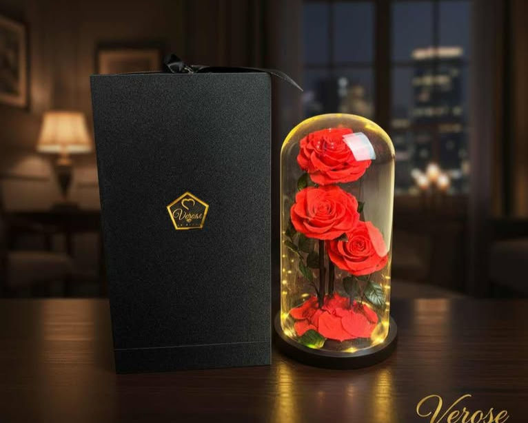 3 Pcs Red Ecuadorian Real Preserved Rose