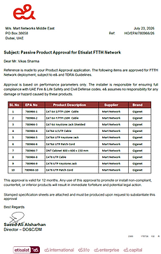 Etisalat Approval Fibre