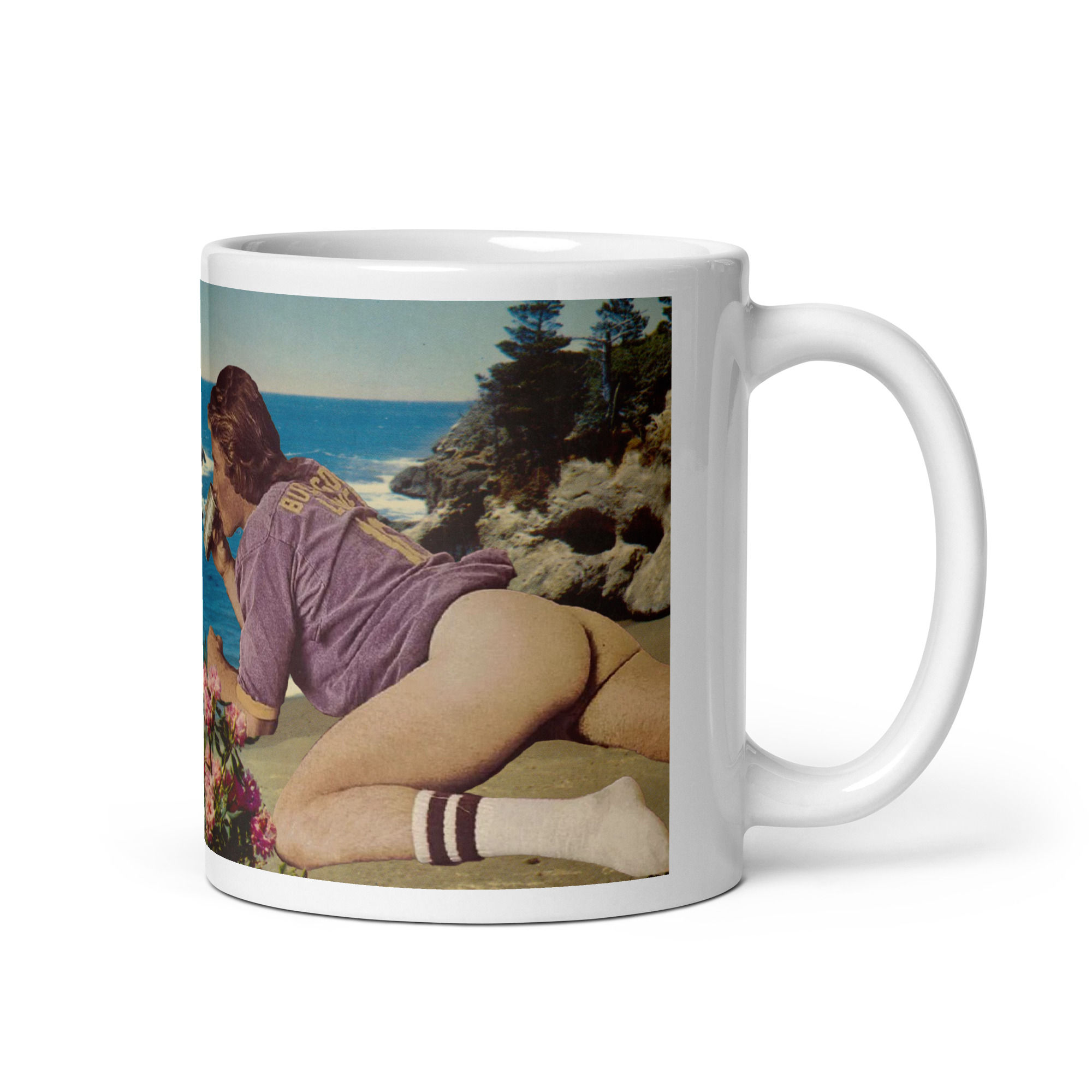 Peach at the beach White glossy mug
