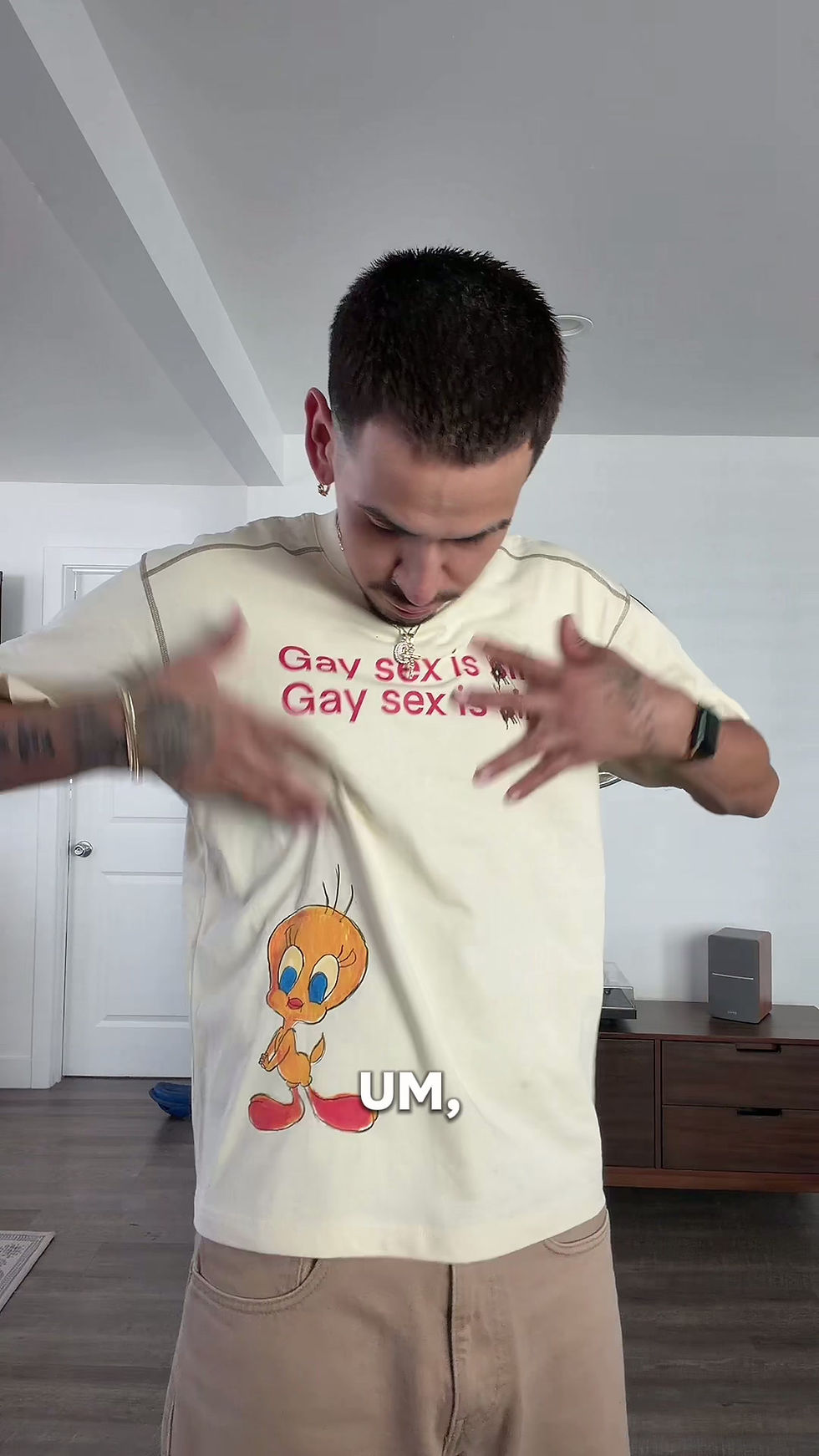 Thumbnail: Gay sex is sin - Contrast-Stitched Cotton Tee