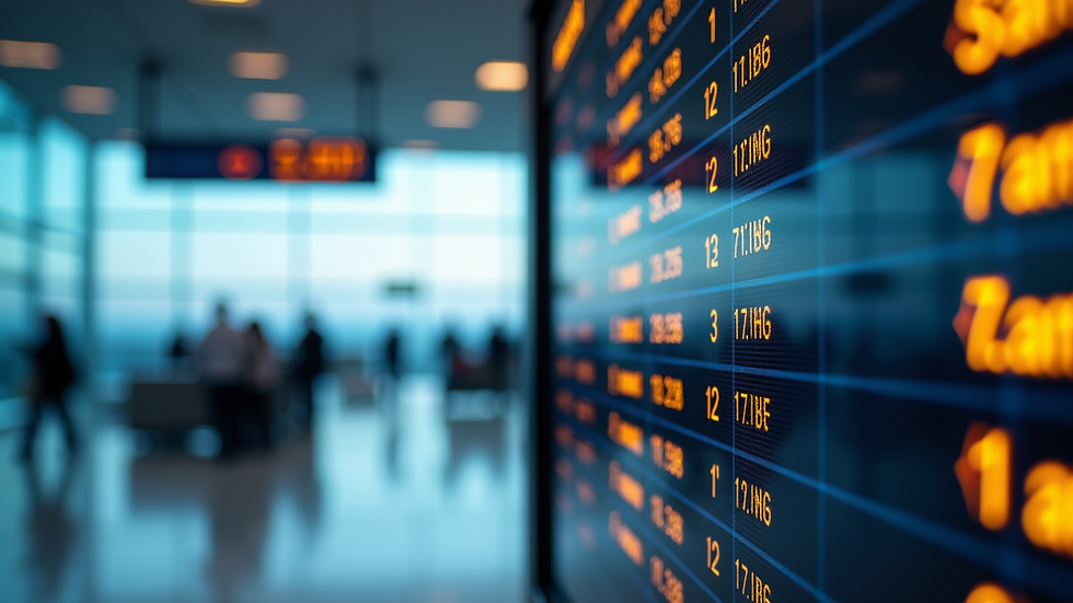 Close-up view of a flight information display board at an airport