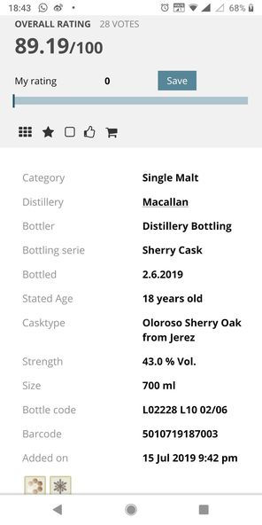 縮圖：Macallan™️ · Aged 18 Years Sherry Oak Cask 2019 Release