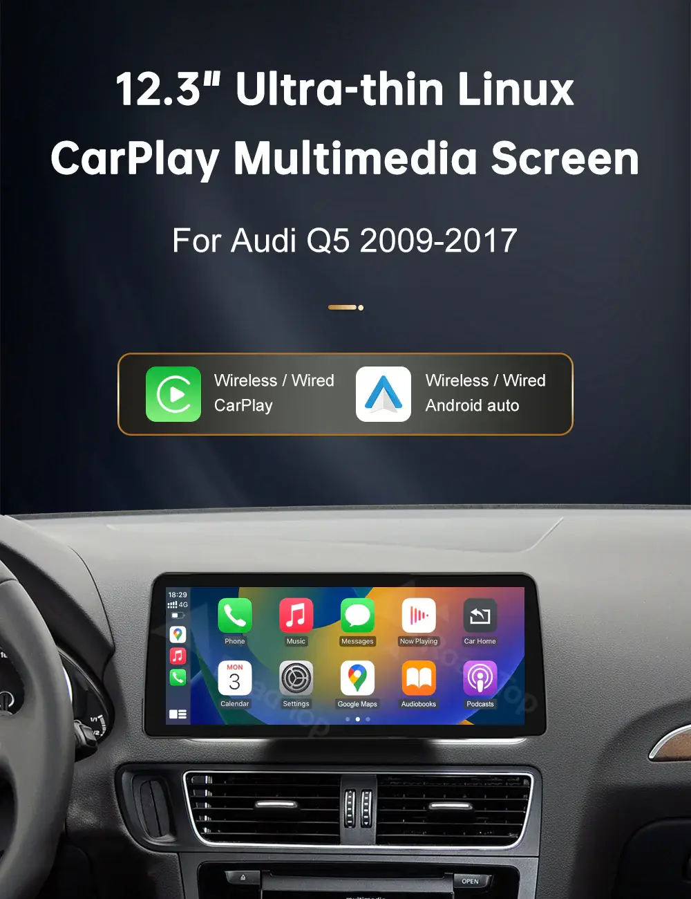 AUDI 12.3 Inch Screen Upgrade - Apple Carplay & Android Auto A4 A5 Q5 RS4/5