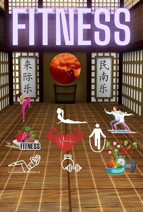 Image du Fitness dans un dojo. Personnages qui fait de l'exercice.