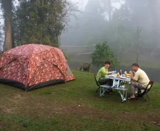 บรรยากาศกางเต็นท์ กินอาหาร ชมหมอกยามเช้า