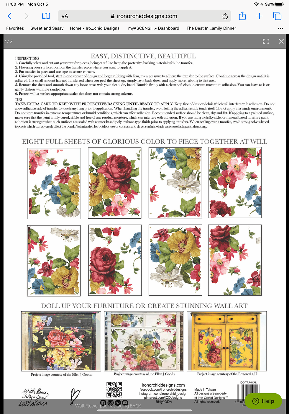 Product page showing floral transfers, Sweet and Sassy Innocence A4, EASY. DISTINCTIVE. BEAUTIFUL.