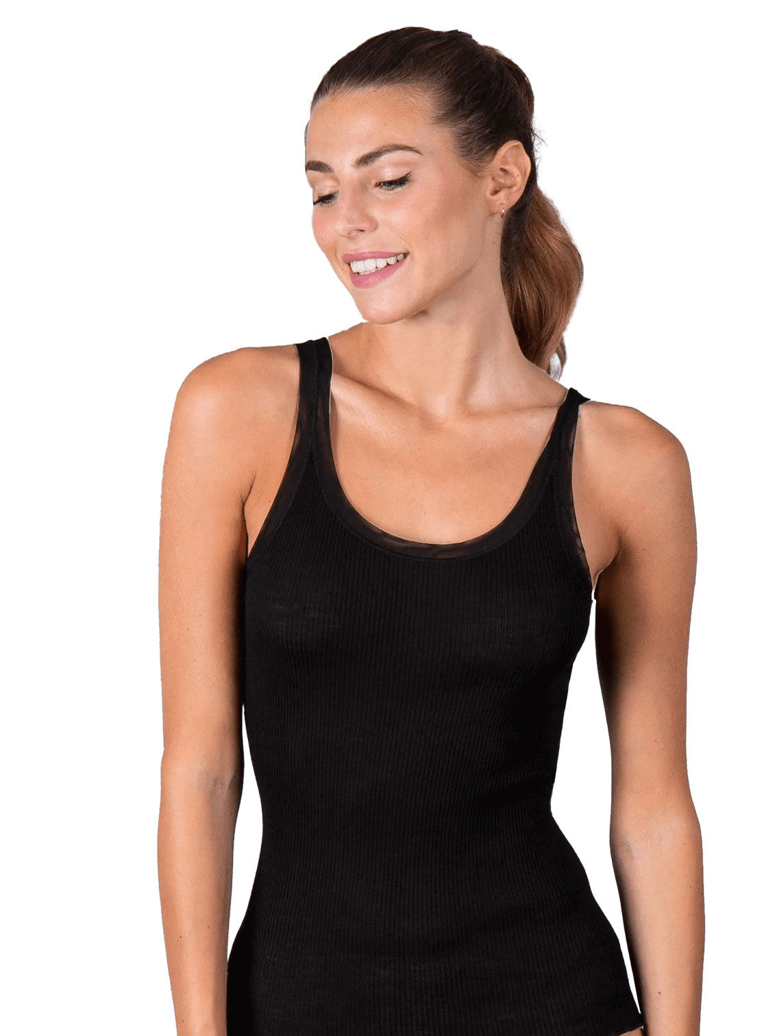 Canottiera Spalla Stretta Bordo Tulle