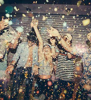 Friends Celebrating with Confetti