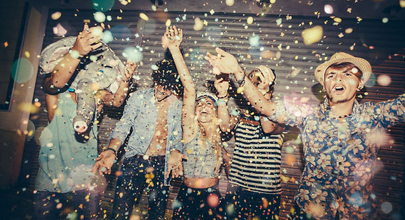 Friends Celebrating with Confetti