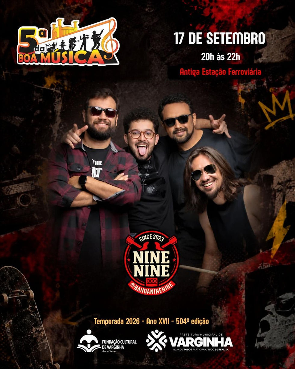 ESTAÇÃO FERROVIÁRIA DE VARGINHA RECEBE BANDA NINE NINE NO PROJETO 5ª DA BOA MÚSICA
