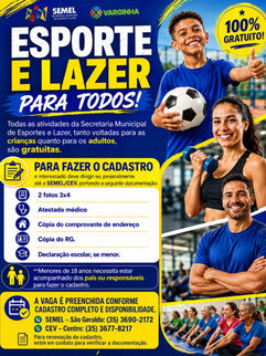 SECRETARIA DE ESPOSTES DE VARGINHA ABRE CADASTRO PARA ATIVIDADES ESPORTIVAS; OPORTUNIDADE É PARA TODAS AS IDADES
