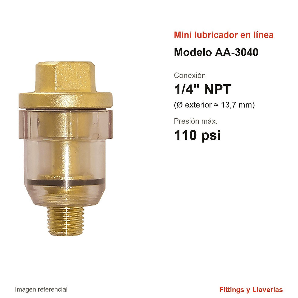 Mini Lubricador en Línea 1/4" NPT AA-3040: datos y medidas en pulgadas y mm