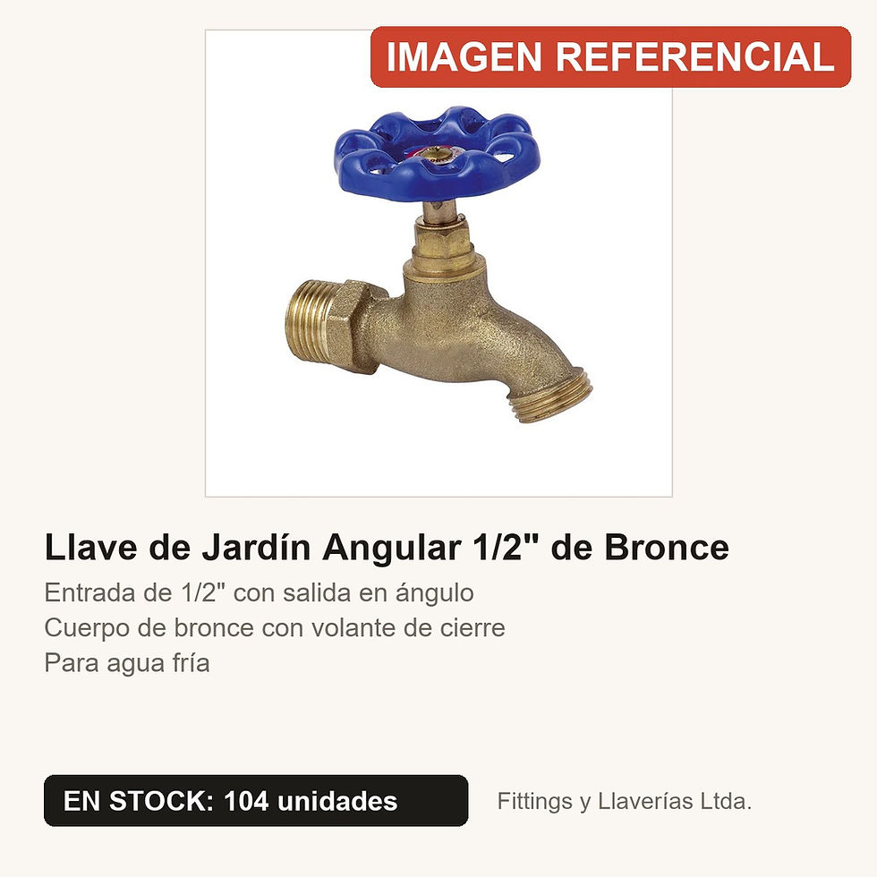 Llave de Jardín Angular 1/2" de Bronce | Fittings y Llaverías
