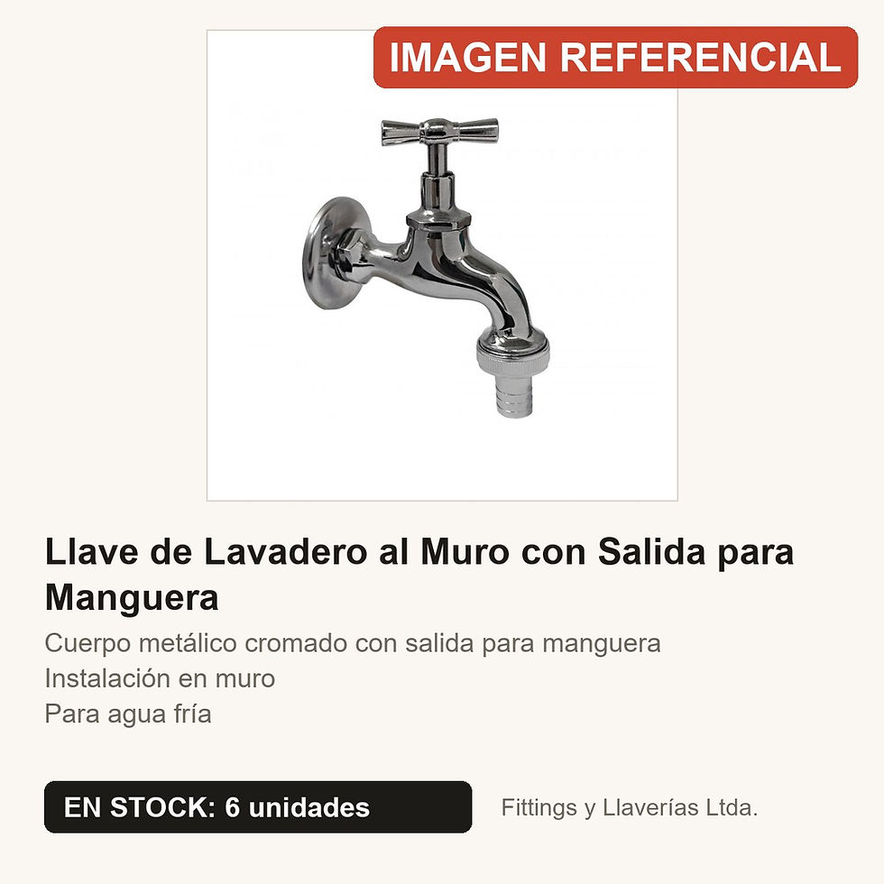 Llave de Lavadero al Muro con Salida para Manguera | Fittings y Llaverías