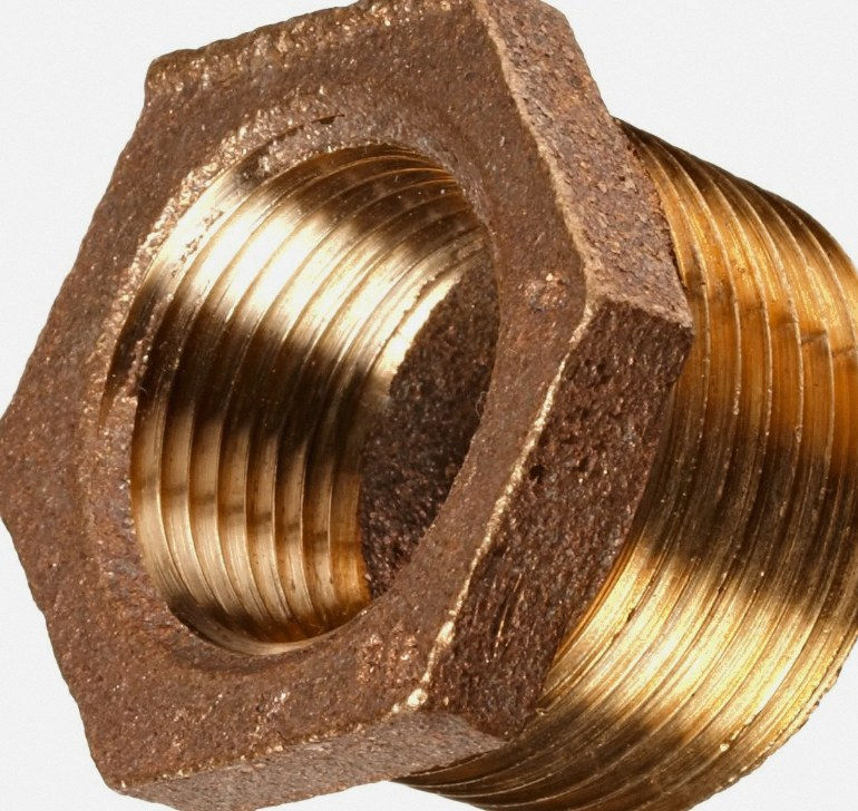 Miniatura: Reducción bushing macho x hembra (rosca exterior e interior) 5" x 3" para cañería, bronce fundido