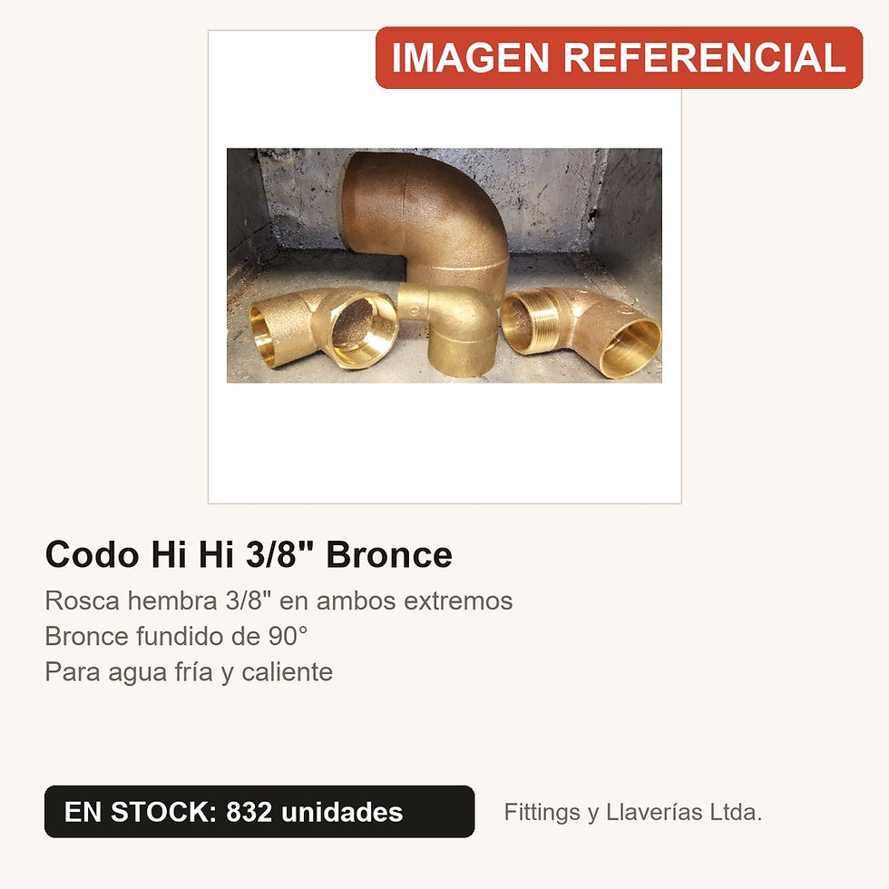 Codo Hi Hi 3/8" Bronce | Fittings y Llaverías