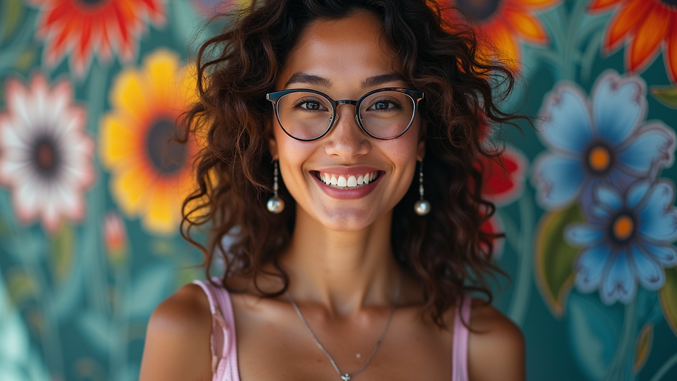 Close-up view of a vibrant urban-inspired portrait on canvas