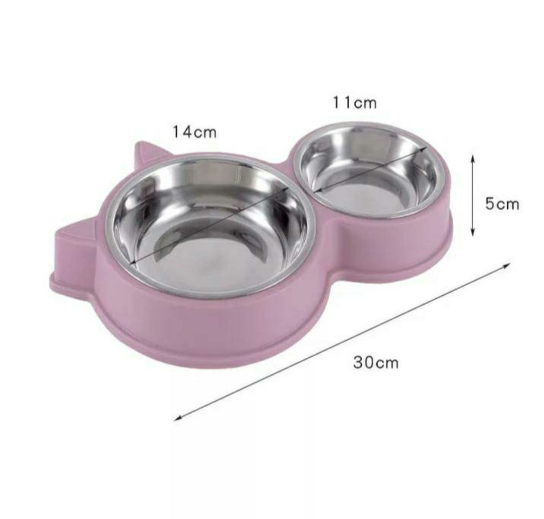 Comedero doble con orejas de gato