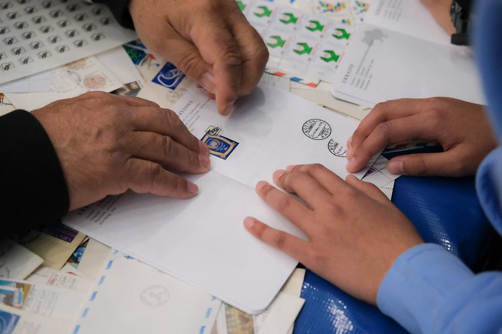 United Nation stamp being cancelled