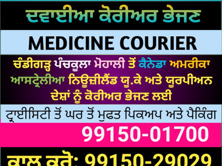 INTERNATIONAL MEDICINE COURIER SERVICE CHANDIGARH TO USA CANADA AUSTRALIA U.K ALL EUROPE