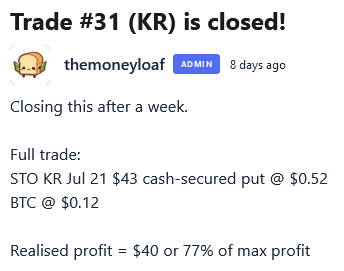 selling options kr profit