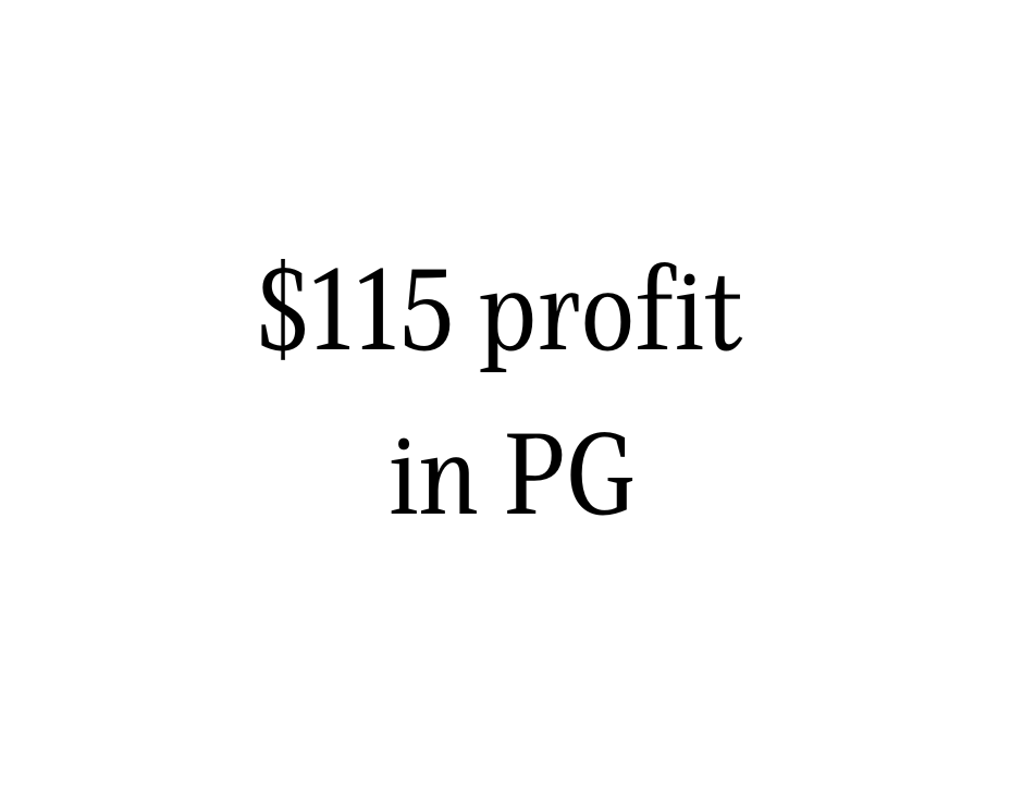 $115 realized profit from selling a put option in PG (Procter & Gamble) stock