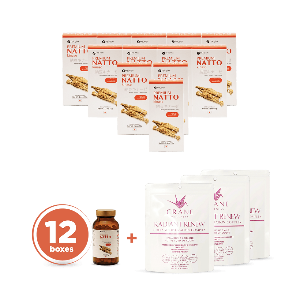 Spring Savings: Premium Natto Kinase - Đậu Nành Lên Men + Tặng 3 Bịch Bột Uống Collagen Radiant Renew 180g