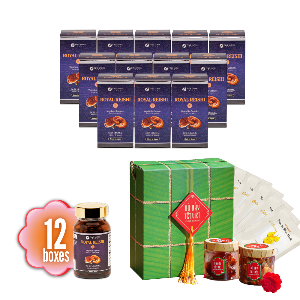 SALE TET 2026: MUA 6 TẶNG 6 Royal Reishi - Nấm Linh Chi Đỏ Hoàng Gia + 1 Set Quà Tết + 5 Mặt Nạ