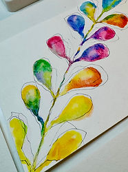 Buntfarbiger Aquarell-Pflanzenstamm