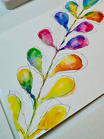 Buntfarbiger Aquarell-Pflanzenstamm
