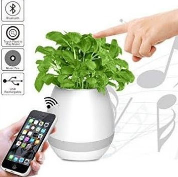 Miniatura: Parlante maceta musical con bocina bluetooth y luz de noche