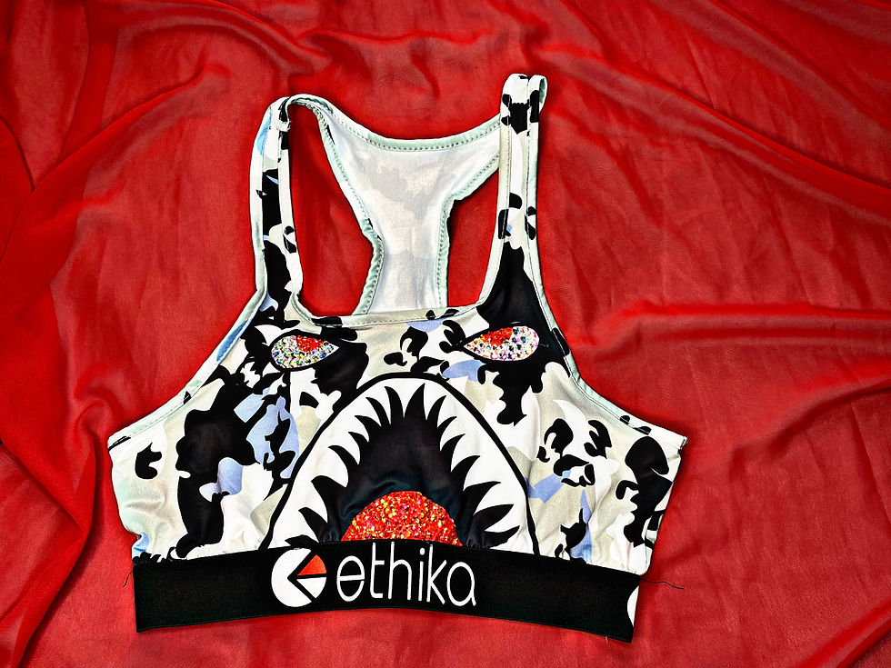 Thumbnail: Kraze Krystals Ethika  Shark Sexy Two Piece Sports Crop Top & Short
