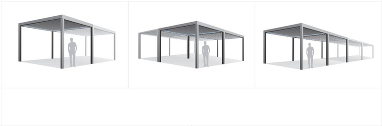Create adjustable, aesthetic, and comfortable living spaces in your outdoor areas with sliding lamella bioclimatic systems!