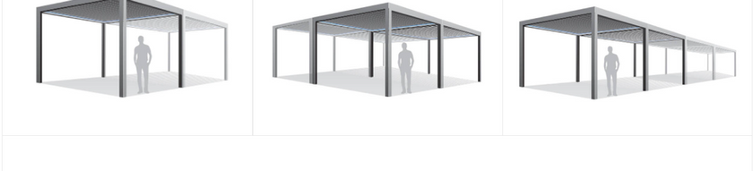 Bioclimatic retractable pergola features and material specifications