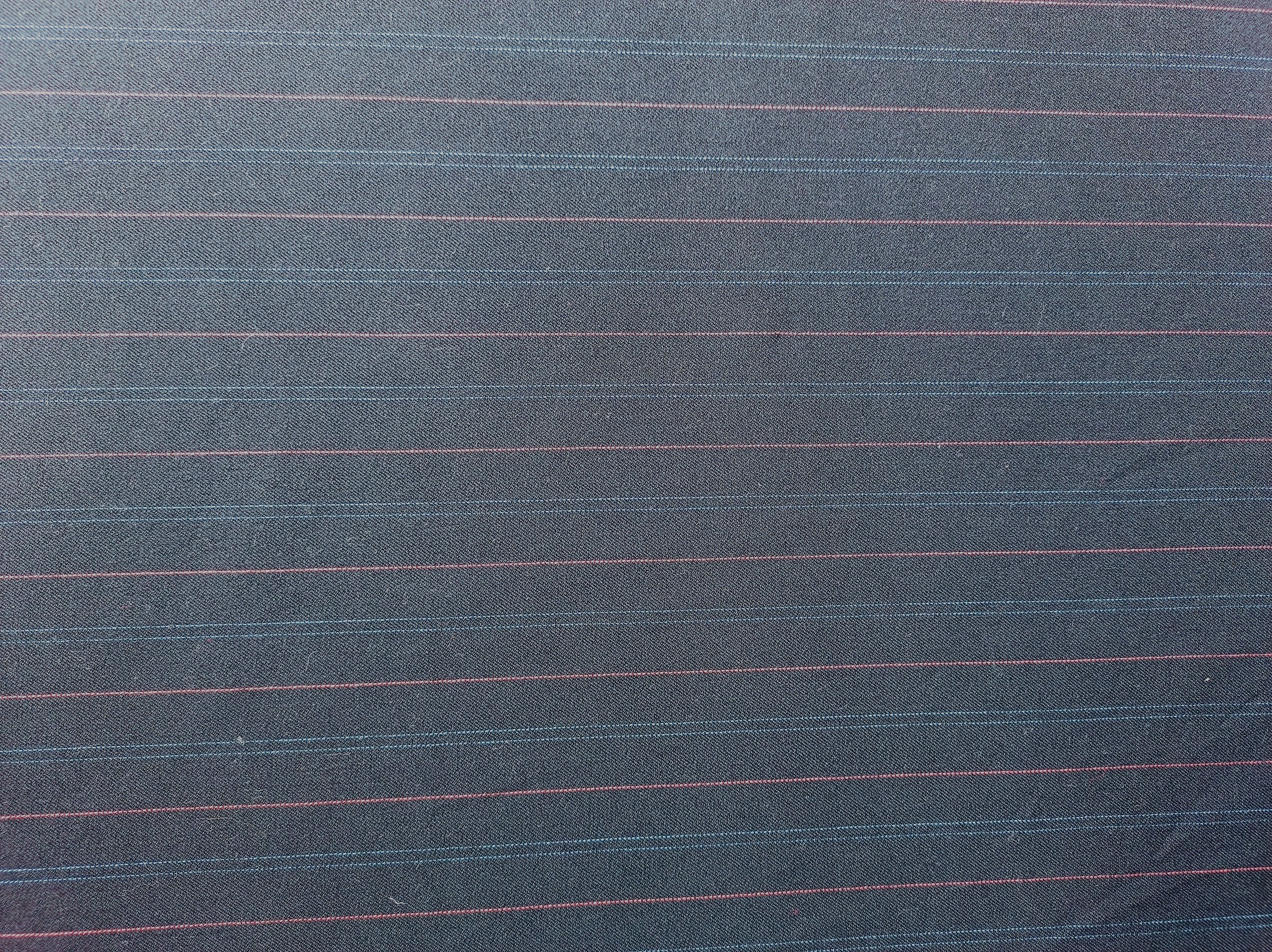 Suiting - Black (Red/Blue Pinstripe) - Mediumweight 58" (68)