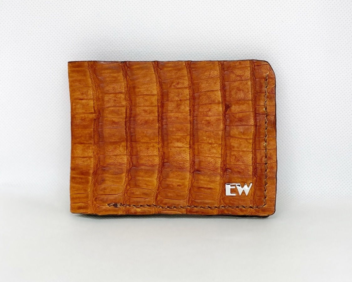 Carteira  Exotic Caiman - Belly - na cor whisky
