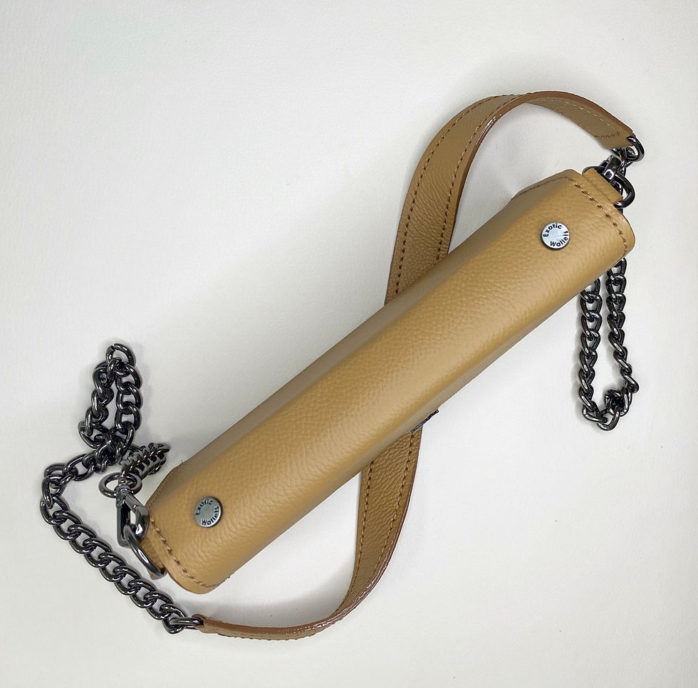 Thumbnail: Tas Dompet Bovine Eksotis - Karamel dengan logam grafit