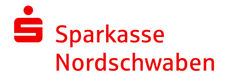 Rotes Sparkassen-Logo mit Schriftzug Sparkasse Nordschwaben auf weißem Hintergrund.