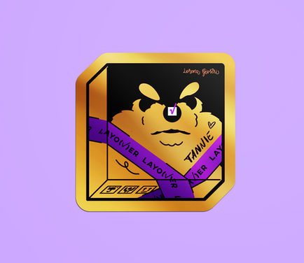 Tannie, Layover, V, taehyung, kim taehyung, Army, BTS, adesivo vinil, sticker, adesivo autoral, fanmade, adesivo dourado