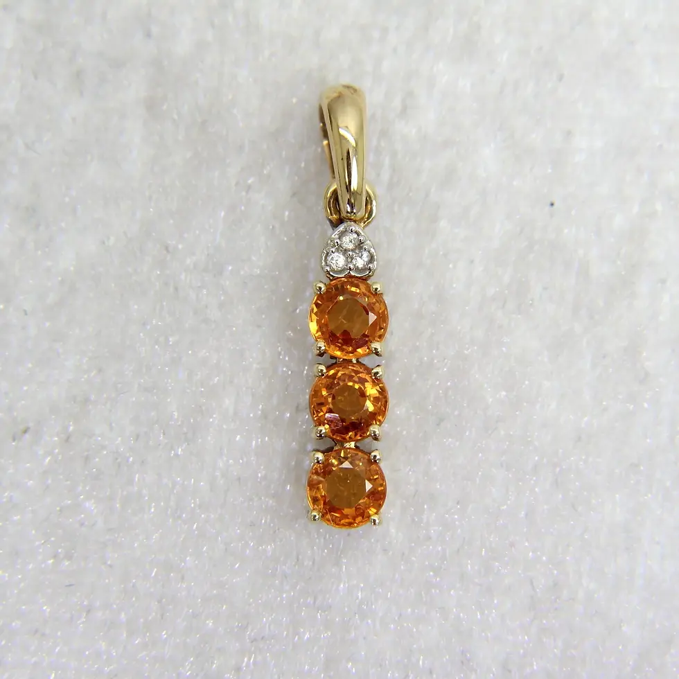 9ct Gold Orange Tourmaline Zircon Pendant