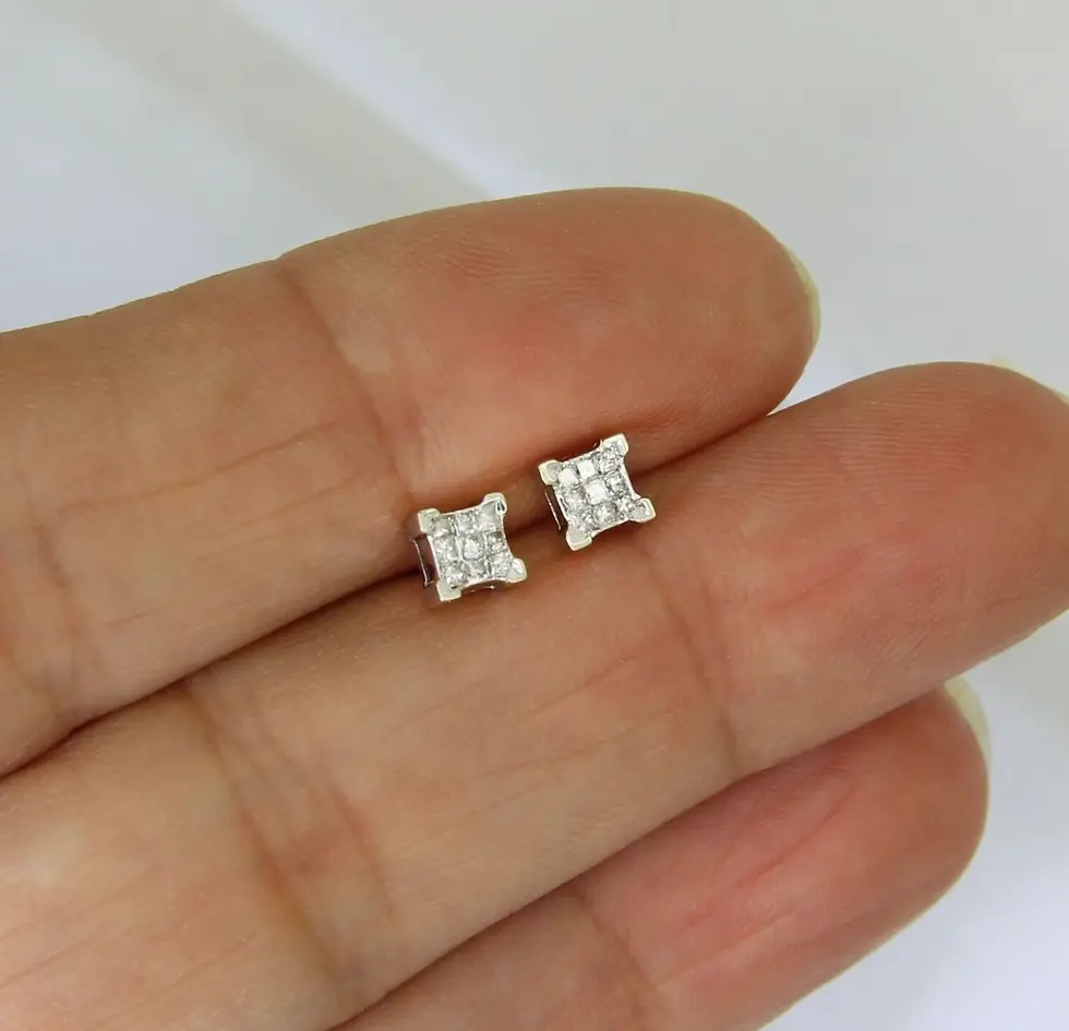 Thumbnail: 18ct White Gold 0.25ct Diamond Stud Earrings Held