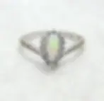 18ct White Gold Opal 0.35ct Diamond Ring Front View