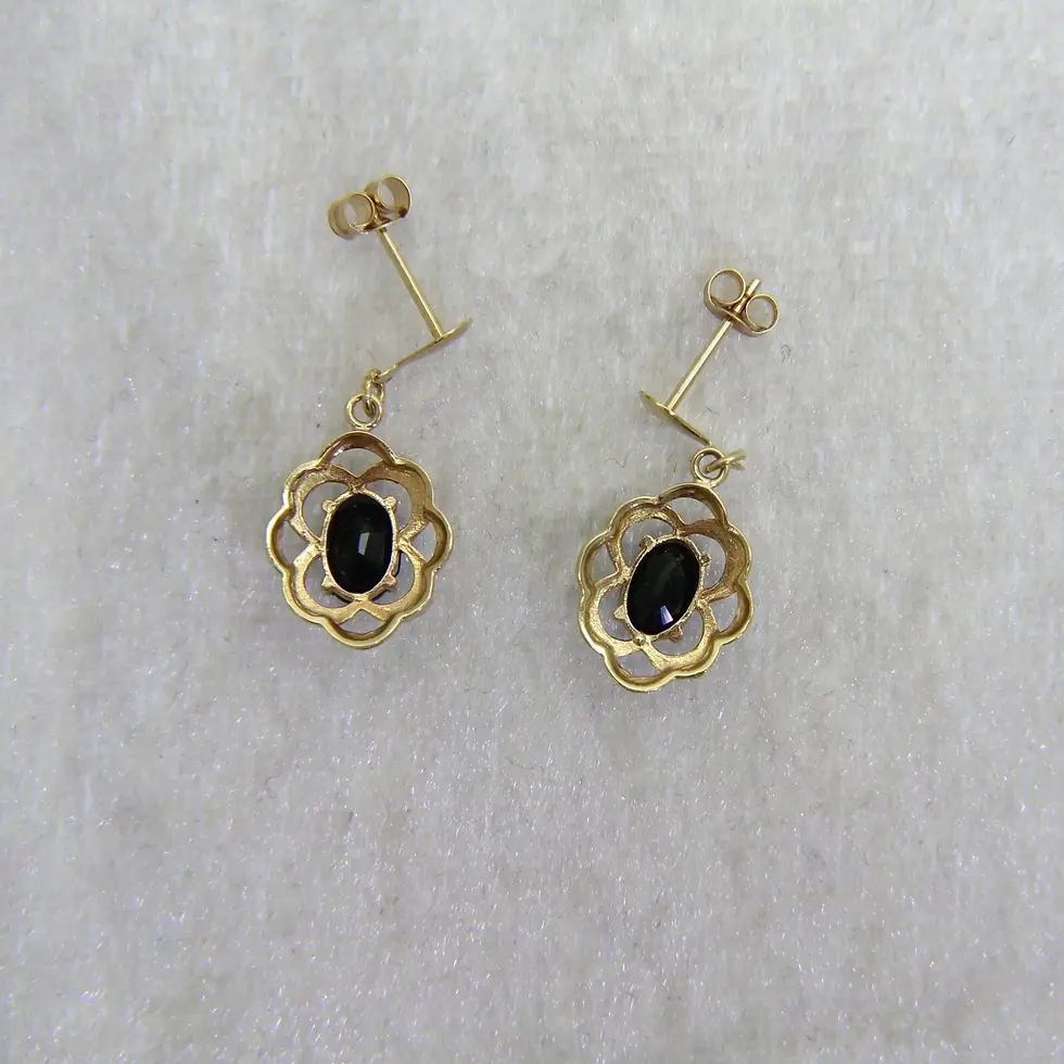 Thumbnail: 9ct Gold Natural Sapphire Drop Earrings